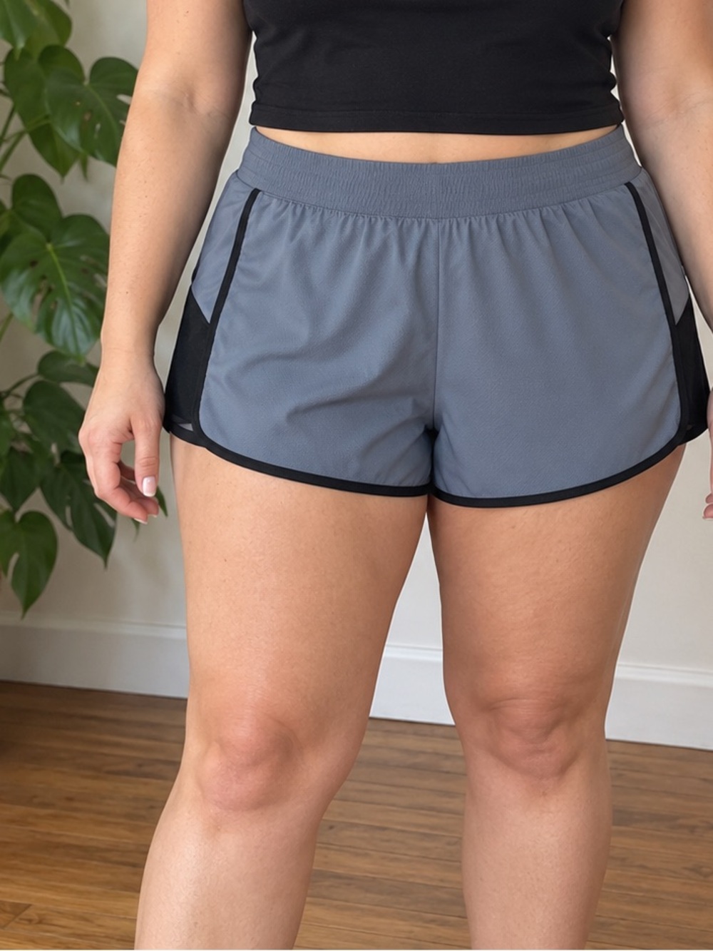 Champion Gray Athletic Shorts with Black Trim